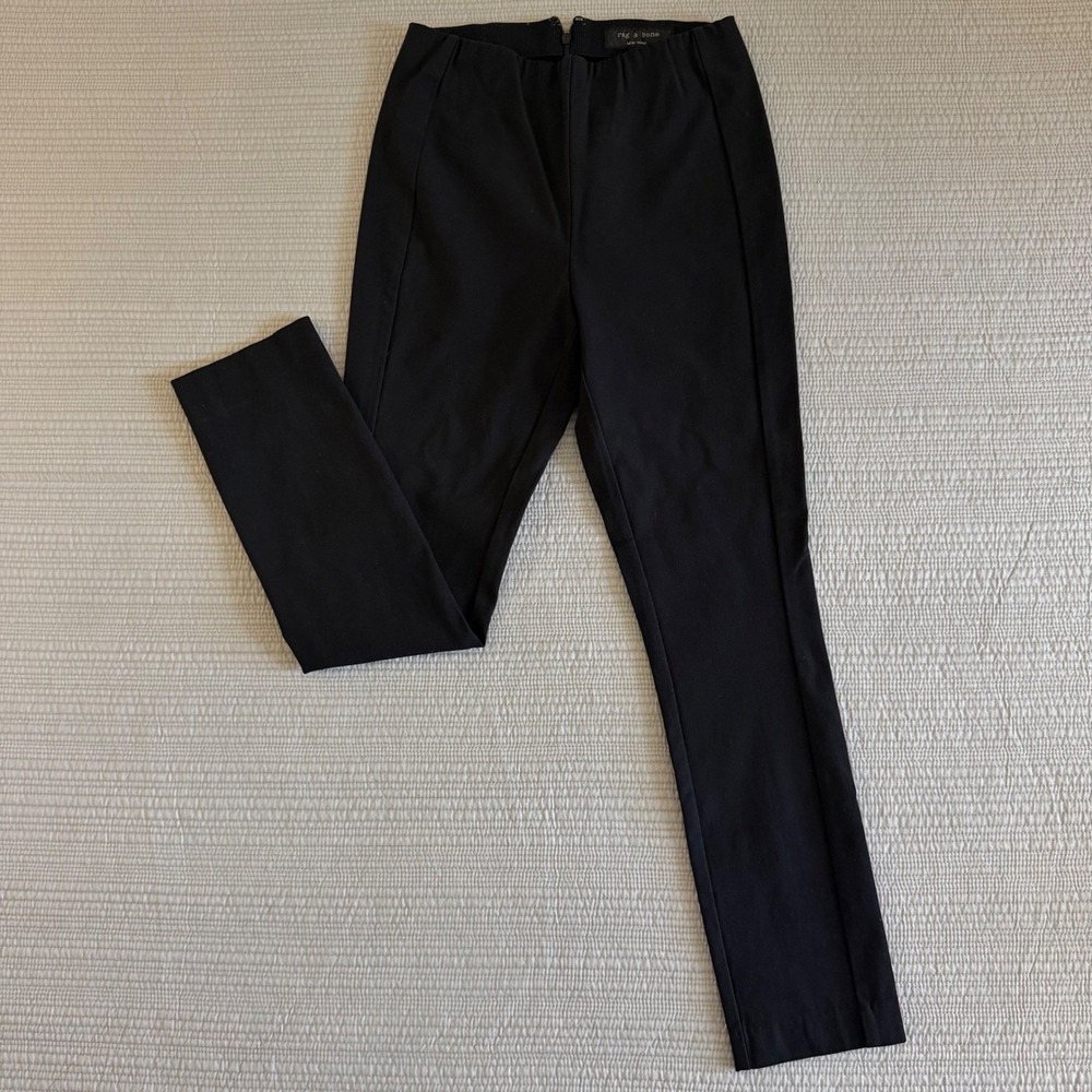 Rag & Bone Black Women's Ponte Knit Slim Trousers Back Zip Pants‎ Size 0